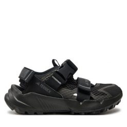 Sandały adidas. Czarne sandały adidas, bez wzorów, sportowe, bez obcasa, bez zapięcia. Za 449.99 zł.