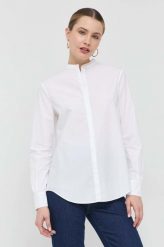 BOSS koszula bawełniana damska kolor biały regular. Białe koszule Boss, bez wzorów, z bawełny, bez kołnierzyka, bez ramiączek. Za 419.99 zł.