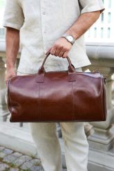 Torba podróżna skórzana weekendowa ekskluzywna koniakowa skóra naturalna Beltimore X51. Brązowe torby podróżne bez wzorów, ze skóry. Za 599.99 zł.