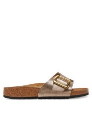Birkenstock Klapki Catalina Cushion Buckle 1029416 Brązowy. Brązowe klapki Birkenstock, bez wzorów, ze skóry, bez obcasa, bez zapięcia. Za 399.99 zł.
