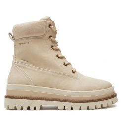 Trapery Tamaris. Brązowe traperki Tamaris, bez wzorów, bez obcasa, bez zapięcia. Za 419.99 zł.
