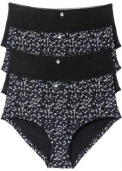 Figi maxi panty (4 pary). Czarne figi bonprix, bez wzorów. Za 62.99 zł.