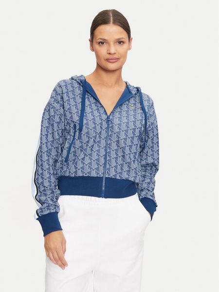 Lacoste Bluza SF7606 Niebieski Regular Fit. Niebieskie bluzy Lacoste, bez wzorów, z syntetyku, bez ramiączek, bez kaptura. Za 632.99 zł.