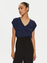 PINKO Bluzka Melpomene 103113 A1O8 Granatowy Regular Fit. Niebieskie bluzki Pinko, bez wzorów, z acetatu, bez kołnierzyka, bez ramiączek. Za 269.99 zł.