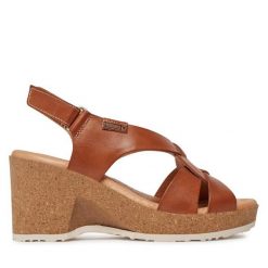 Sandały Pikolinos. Brązowe sandały Pikolinos, bez wzorów, bez obcasa, na koturnie, bez zapięcia. Za 419.99 zł.