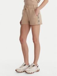 Guess Szorty sportowe V3GD13 KB3P2 Beżowy Regular Fit. Brązowe szorty sportowe Guess, z aplikacjami, z bawełny. Za 279.99 zł.