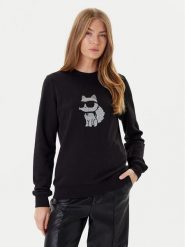 KARL LAGERFELD Bluza A3W20066 Czarny Regular Fit. Czarne bluzy KARL LAGERFELD, l, bez wzorów, z bawełny, bez ramiączek, bez kaptura. Za 679.99 zł.