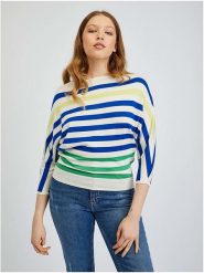Orsay Sweter w kolorze biało-niebieskim rozmiar: M. Białe swetry Orsay, m, bez wzorów, bez ramiączek. Za 61.60 zł.