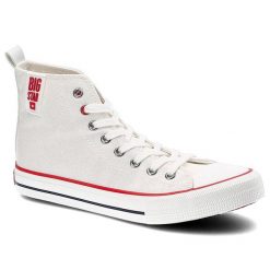 Białe Trampki Big Star Modne Buty Damskie Półbuty. Białe półbuty wsuwane BIG STAR, bez wzorów, z materiału, retro, bez obcasa, na płaskiej podeszwie. Za 99.99 zł.
