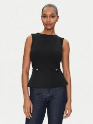 Guess Bluzka W5GP54 KCBO2 Czarny Regular Fit. Czarne bluzki Guess, s, z aplikacjami, z syntetyku, bez kołnierzyka, bez ramiączek. Za 262.00 zł.