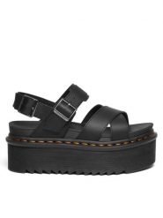Dr. Martens Sandały Voss II Quad Czarny. Czarne sandały Dr Martens, bez wzorów, ze skóry, bez obcasa, na koturnie, bez zapięcia. Za 399.99 zł.