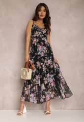 Czarna Sukienka Aggocles. Czarne sukienki Renee, l, bez wzorów, z tkaniny, bez kołnierzyka, bez ramiączek, maxi. W wyprzedaży za 159.99 zł.