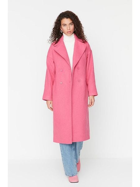 Trendyol Płaszcz zimowy w kolorze różowym rozmiar: 42. Różowe płaszcze Trendyol, na zimę, bez wzorów, z puchu, bez kaptura. Za 201.55 zł.