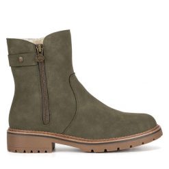 Botki Go Soft. Brązowe botki GO SOFT, bez wzorów, bez obcasa, na płaskiej podeszwie, bez zapięcia. Za 159.99 zł.