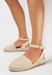 Beżowe Espadryle na Płaskiej Plecionej Podeszwie z Paskiem Wokół Kostki Riolla. Brązowe espadryle Born2be, bez wzorów, boho, bez obcasa, na płaskiej podeszwie. W wyprzedaży za 76.49 zł.