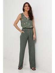 Le Monde du Lin Lniane spodnie w kolorze zielonym rozmiar: 36/38. Zielone spodnie materiałowe Le Monde du Lin, bez wzorów, ze lnu. Za 143.99 zł.