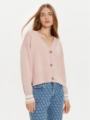 Guess Jeans Kardigan W4BR81 Z3HM1 Różowy Regular Fit. Czerwone swetry Guess Jeans, xxl, z aplikacjami, z bawełny, bez ramiączek. Za 219.99 zł.