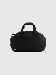 Torba treningowa na siłownię z kieszenią na buty unisex czarna 4F ONE-SIZE. Czarne torby sportowe 4f, bez wzorów, z materiału, na ramię. Za 149.99 zł.