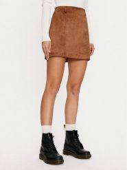 Gina Tricot Spódnica z imitacji skóry 24264 Brązowy Regular Fit. Brązowe spódnice Gina Tricot, bez wzorów, ze skóry. Za 109.99 zł.