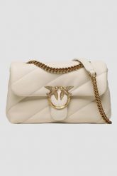 PINKO Biała torebka Love Puff Classic. Białe listonoszki Pinko, bez wzorów, ze skóry, bez dodatków. W wyprzedaży za 1,389.99 zł.