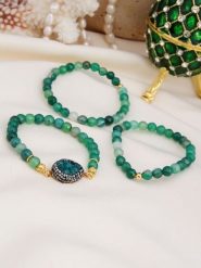 L'Atelier de Gaia Bransoletki (3 szt.) z agatem i hematytem rozmiar: onesize. Zielone bransoletki L'Atelier de Gaia, z agatem, z mosiądzu. Za 74.45 zł.