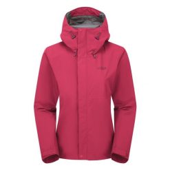 Kurtka przeciwdeszczowa damska Rab Women's Downpour Jacket z kapturem. Czerwone kurtki RAB, s, bez wzorów, z kapturem. Za 491.09 zł.