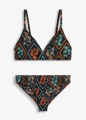 Bikini bustier (2 części) z figami hipster. Czarne bikini bonprix, bez wzorów. Za 159.99 zł.