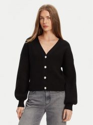 Guess Kardigan W5YR07 Z2ZK2 Czarny Relaxed Fit. Czarne swetry Guess, xl, z aplikacjami, z wiskozy, bez ramiączek. Za 479.99 zł.