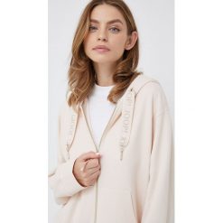Joop! bluza damska kolor beżowy z kapturem gładka. Brązowe bluzy Joop!, bez wzorów, z bawełny, bez ramiączek, z kapturem. Za 739.99 zł.