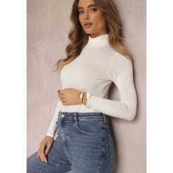 Biała Bluzka z Golfem Honnei. Białe bluzki Renee, l, bez wzorów, z tkaniny, bez kołnierzyka, bez ramiączek. W wyprzedaży za 48.99 zł.