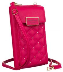 Mini torebka-portfel 4U Cavaldi M-09 fuksja. Czerwone portfele 4U Cavaldi, bez wzorów, ze skóry ekologicznej, eleganckie, pikowane, bez dodatków. Za 66.49 zł.