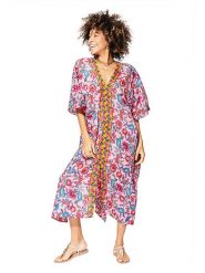Aller Simplement Kaftan w kolorze jasnoróżowo-niebieskim rozmiar: 34-40. Różowe sukienki Aller Simplement, bez wzorów, z wiskozy, bez kołnierzyka, bez ramiączek, maxi. Za 70.74 zł.