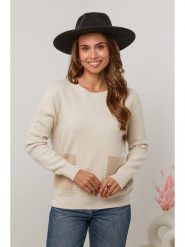 Soft Cashmere Sweter w kolorze beżowym rozmiar: 38/40. Brązowe swetry Soft Cashmere, z aplikacjami, z kaszmiru, klasyczne, bez ramiączek. Za 154.43 zł.