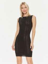 Guess Sukienka dzianinowa Es Sl Adaline W4GK11 Z2U00 Czarny Slim Fit. Czarne sukienki Guess, xs, z aplikacjami, z dzianiny, bez kołnierzyka, bez ramiączek. Za 279.99 zł.
