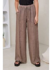 Rodier Lin Lniane spodnie w kolorze brązowym rozmiar: XL/XXL. Brązowe spodnie materiałowe Rodier Lin, bez wzorów, ze lnu. Za 180.91 zł.