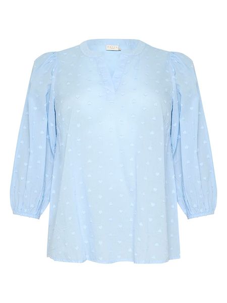 KAFFE curve Bluzka w kolorze błękitnym rozmiar: 44. Niebieskie bluzki KAFFE curve, bez wzorów, z bawełny, bez kołnierzyka, bez ramiączek. Za 78.66 zł.