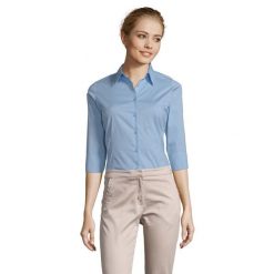 Bluzka Damska Z Elastycznym Rękawem 3/4. Niebieskie bluzki SOL'S, m, bez wzorów, casualowe, bez kołnierzyka, bez ramiączek. Za 142.99 zł.