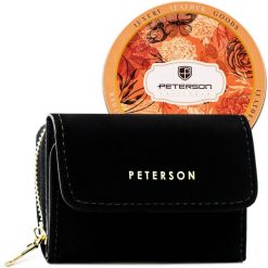 Portfel damski Peterson PTN 011-WEI-PUS czarny. Czarne portfele Peterson, bez wzorów, ze skóry ekologicznej. Za 74.00 zł.