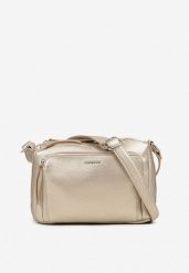 Złota Torebka Trzykomorowa w Stylu Listonoszki Jenelira. Żółte shopper bag Renee, bez wzorów, z jeansu, eleganckie, bez dodatków. W wyprzedaży za 119.99 zł.