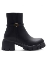 DeeZee Botki REGINA H17193-6 Czarny. Czarne botki DeeZee, bez wzorów, z syntetyku, bez obcasa, na słupku, bez zapięcia. Za 143.99 zł.
