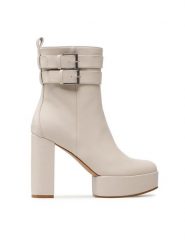JENNY Botki PLATFORM-01KW Écru. Botki Jenny, bez wzorów, ze skóry, bez obcasa, na słupku, bez zapięcia. Za 159.99 zł.