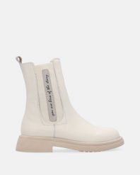 BEŻOWE SZTYBLETY Z NASZYWKĄ 5201 205 CREAM. Brązowe botki Venezia, z aplikacjami, ze skóry, bez obcasa, bez zapięcia. Za 399.00 zł.