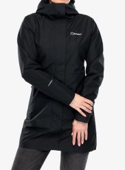 Parka przeciwdeszczowa damska Berghaus Omeara Long Shell Jacket. Czarne płaszcze Berghaus, m, bez wzorów, bez kaptura. Za 714.99 zł.