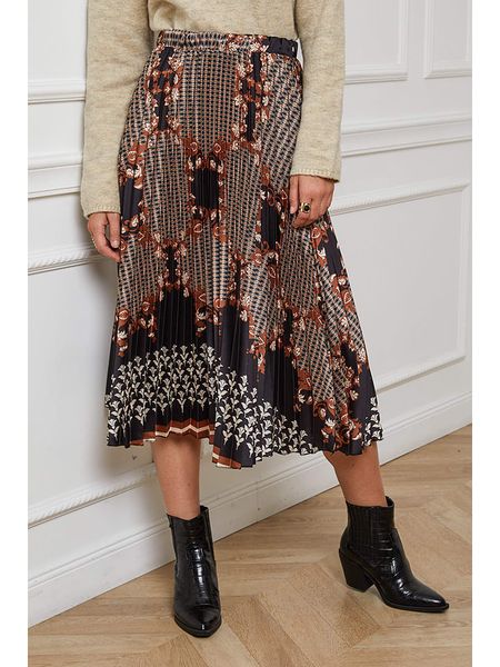 L'armoire de Suzette Spódnica w kolorze jasnobrązowo-czarnym rozmiar: 34/36. Brązowe spódnice L'armoire de Suzette, na co dzień, l, bez wzorów, klasyczne, midi, proste. Za 69.99 zł.