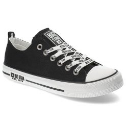 Czarne Trampki Big Star Modne Buty Damskie. Czarne trampki BIG STAR, bez wzorów, z materiału, retro, bez zapięcia. Za 99.00 zł.