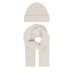 Zestaw szalik i czapka Calvin Klein Jeans. Białe szaliki i kominy Calvin Klein Jeans, bez wzorów, z jeansu. Za 209.99 zł.