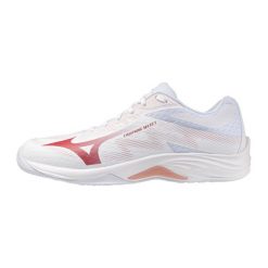 Damskie buty halowe Mizuno Lightning Select Wos. Białe buty treningowe Mizuno, bez wzorów, z materiału, bez zapięcia, do siatkówki. Za 279.99 zł.