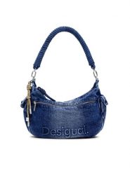 Desigual Torebka Half Logo Astana 25SAXD28 Niebieski. Niebieskie torebki klasyczne Desigual, bez wzorów, z materiału, bez dodatków. Za 269.99 zł.