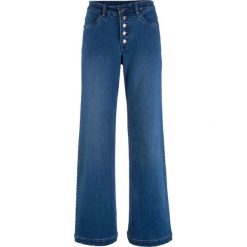 Dżinsy "soft-stretch" z wysoką talią WIDE bonprix niebieski. Jeansy marki bonprix. Za 89.99 zł.