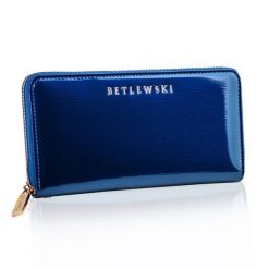 Portfel damski BETLEWSKI ZBPD-BS-5297 niebieski. Niebieskie portfele Betlewski, bez wzorów, z lakierowanej skóry. Za 139.99 zł.